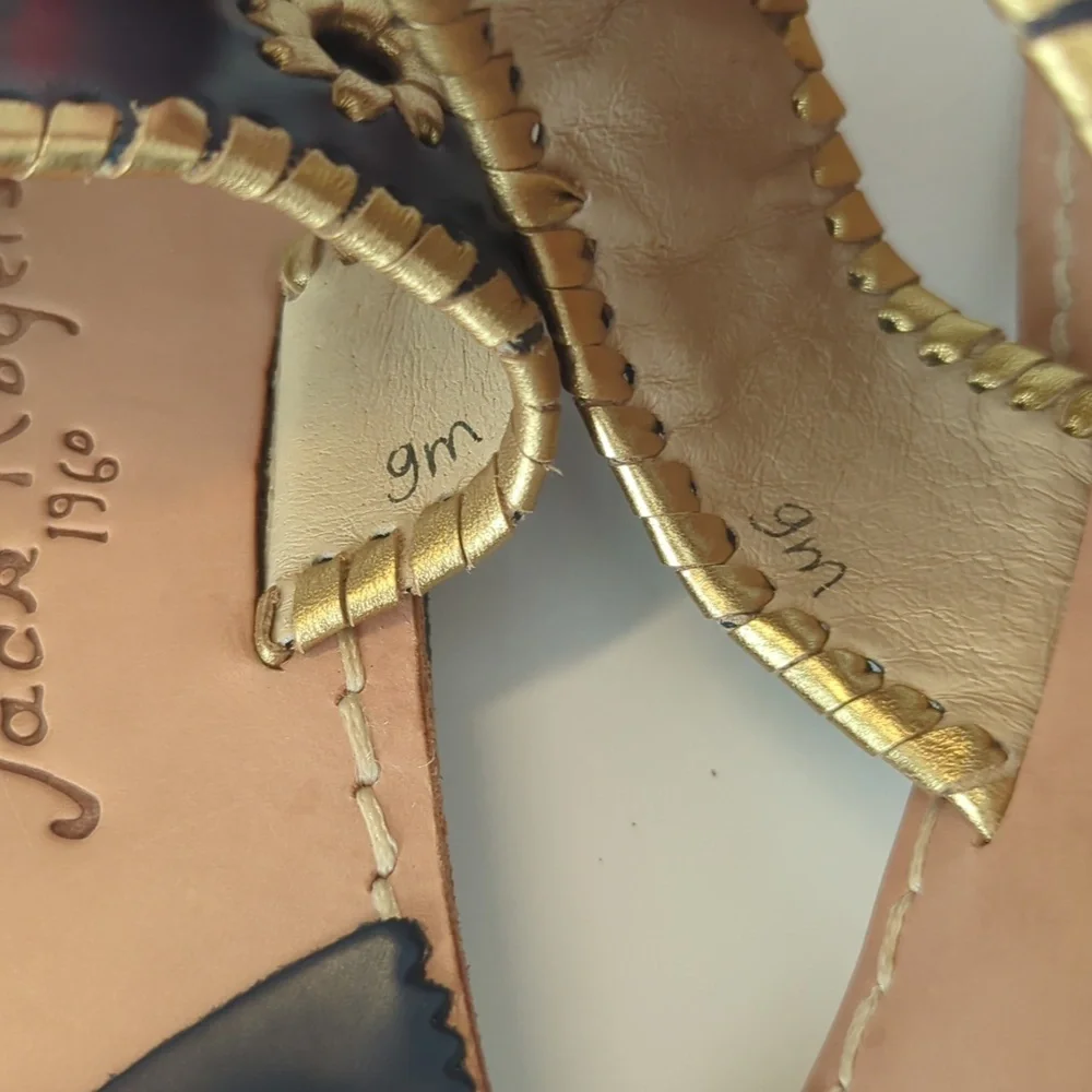 Jack Rogers Nantucket Gold Sandal in Midnight and Gold Navy Gold size 9 - Picture 5 of 14